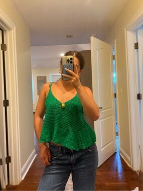 Aqua Green Crochet Camisole Tank